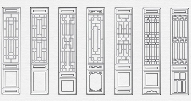 津市常用中式仿古花窗图案隔断设计图